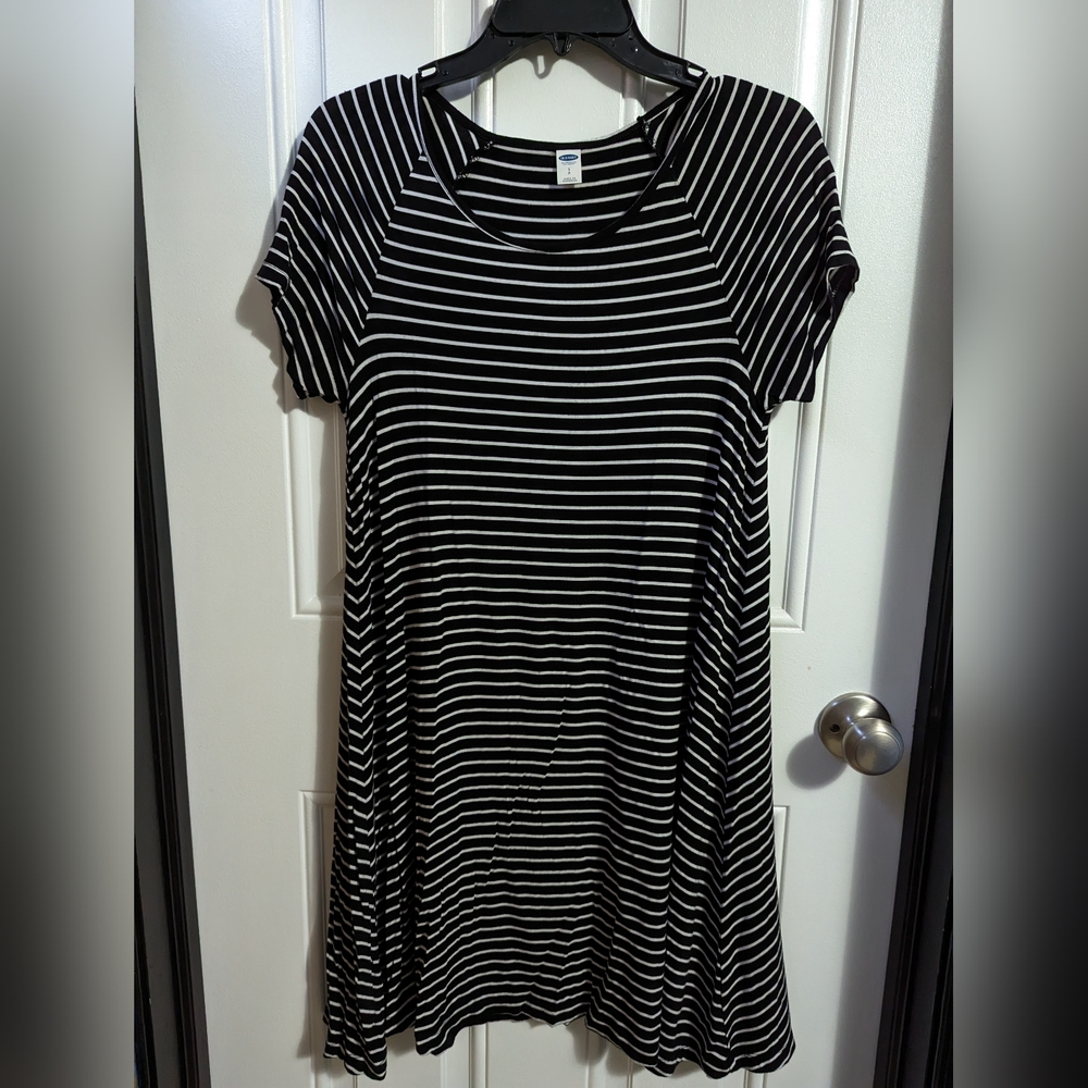 Black and white striped T shirt mini dress size small